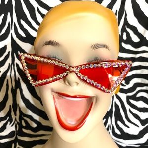 Killer cool red New Wave AB rhinestone sunnies